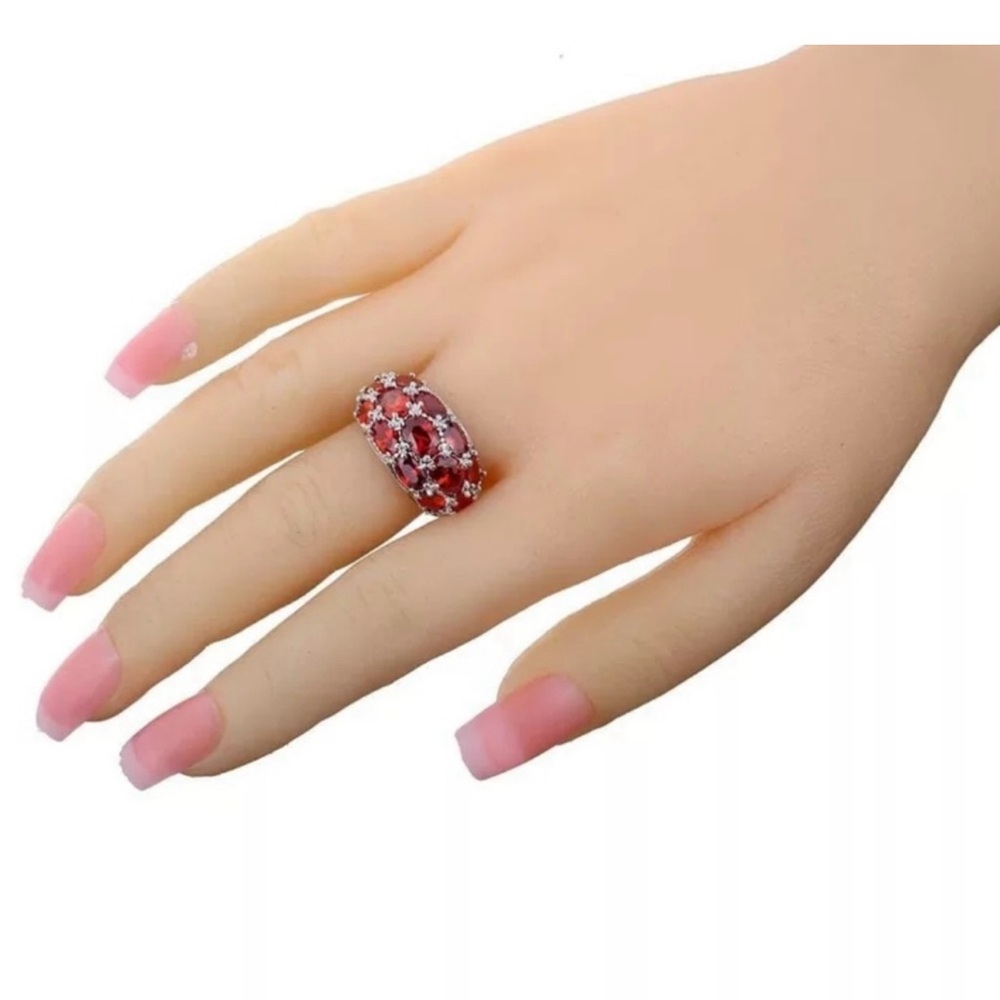 NEW Red Garnet Silver Ring